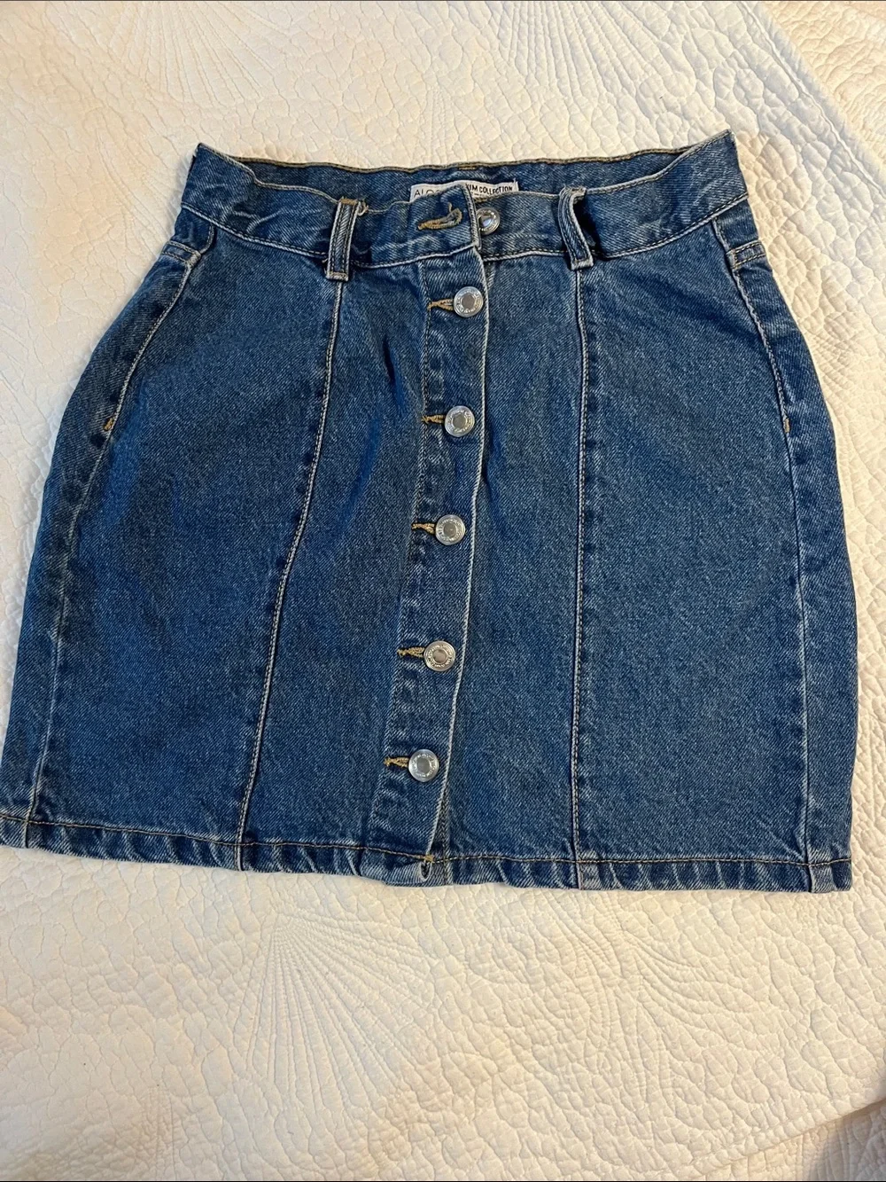 Alcott Button-Front Denim Mini Skirt - Picture 1 of 6